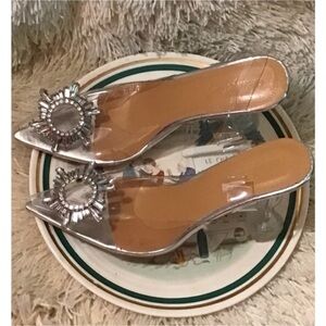 New Pumps luxury Crystal Slingback High heels Summer bride Shoes